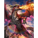 T&auml;ielik 5D-tehtud teemantmaal Fire Dragon Teemanttikandid Ristpistes Kodukaunistus K&auml;sitsi valmistatud kingitus 25x30cm