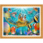 5D teemantmaal, teemant, 3D mustriga merikilpkonna kuldkala l&otilde;uendi maalimine seinakunstiga pildikingitused 20X30CM