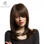 BLONDE UNICORN 20-tollised keskmised tumepruunid sirged s&uuml;nteetilised parukad koos tukkidega valgetele mustadele naistele Cosplay igap&auml;evaseks kasutamiseks m&otilde;eldud naturaalsete juustega parukas pruun