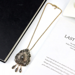 Sunspicems Boho Crystal Flower hall ripats kaelakee naistele iidse kulla v&auml;rvi etnilise pulma kaelakee vintage ehted kingitused hall v&auml;rv