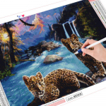 5D Teemantmaali Loomade Rhinestone Pilt Teemantmosaiik Leopard Teemantkaunistused Koduks Full Round 20X30CM