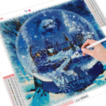 T&auml;isruudukujuline &uuml;mmargune teemantmaaling Kristallkuuliga k&auml;sit&ouml;&ouml;komplekt Teemanttikandid Maastik Lumi N&auml;put&ouml;&ouml; J&otilde;ulukingitus Full Round （30x30CM）