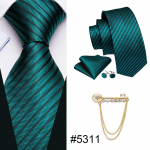 Kuldne prossn&otilde;el lipsuga meestele, 6 stiili triibulised t&scaron;ekid, siidist kaelaside, mansetin&ouml;&ouml;pide komplekt 5306