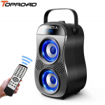 TOPROAD Bluetooth-k&otilde;lar, kaasaskantav 30 W suure v&otilde;imsusega stereobassi juhtmevabad k&otilde;larid tuledega Subwooferi toega kaugjuhtimispuldiga FM-raadio must