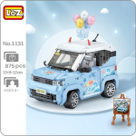 LOZ 1131 S&otilde;idukimudel Sinine auto Jeep Balloon Mount Fuji maali Molbert DIY Mini klotsid Tellised Ehitusm&auml;nguasi ilma kastita
