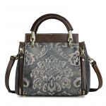 Johnature Retro ehtsast nahast naiste kott vaba aja k&auml;sitsi valmistatud reljeefne naturaalsest veisenahast k&auml;ekott &Otilde;la- ja p&otilde;ikkotid must hall v&auml;rv