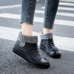 Veekindlad PVC l&otilde;uendist kingad naiste platvormid pahkluu vihmasaapad Mood v&auml;listingimustes kasutatavad vihmajalatsid Naiste libisemiskindlad pluss puuvillased silikoonsaapad 36