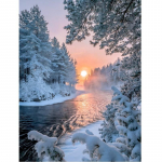 5D teemanttikandid Talvine metsamaastik Teemantmaali vaade Pilt kivist teemantmosaiikmustriga k&auml;sit&ouml;&ouml; Full Round 30x40cm