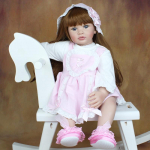 BZDOLL 60 CM Pehmest silikoonist Baby Reborn nukk t&uuml;drukule, riidest keha printsess v&auml;ikelapse pikkade juustega Bebe riietusm&auml;nguasi armas lapsele s&uuml;nnip&auml;evakingitus Blue eyes, 60cm doll sinine