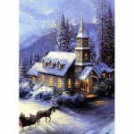 5D isetehtud teemantmaaling lumestseen Teemanttikandid j&otilde;ulukingitus maastik mosaiikvaik Kodukaunistused t&uuml;drukule hobi t&auml;ispuur Full Round 20x30CM