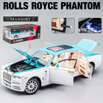 1/24 Rolls-Royce Phantom mudelauto, tsingisulamist tagasit&otilde;mmatav m&auml;nguauto, metallist survevaluga mudelauto heli ja valgusega lastele, poisile t&uuml;drukule kingitus 1:24 Phantom valge/sinine