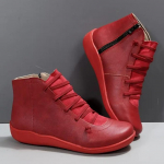 Naiste saapad Retro PU-nahast tugeva pitsiga poolsaapad Naiste vabaaja l&uuml;hikesed saapad kevad-s&uuml;gissaapad 43 punane