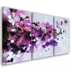Kolmeosalise pildiga l&otilde;uenditr&uuml;kk Flowers Purple Nature 60x40 lilla