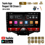 Icreative autoraadio Toyota Aygo Peugeot 108 Citroen C1 2014-2016 2 dini auto multimeediumipleier Android Auto autostereo jaoks 1+16GB