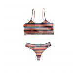 2 tk/komplekt naiste v&auml;rviline puuvillane aluspesu, v&auml;rviline triibuline rinnahoidja stringidega &Otilde;mblusteta Seksikas Sport Fitness Virsik puusa puuvillased stringid T-p&uuml;ksid One Size must