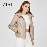 ZIAI 2023 Naiste kevadjope Klassikaline l&uuml;hike kapuutsiga vabaaja &otilde;huke puuvillane t&otilde;mblukk Kvaliteetne muster Naiste riidest mantel ZM-20360 XS must