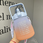 1500 ml Armsate t&uuml;drukute veepudel kleebistega Straw Big Belly Cup spordipudel veekannule lastele Naiste veekeetja rihmaga D