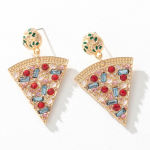 Pinkdudu Fashion Color Rhinestone Pizza Dangle K&otilde;rvar&otilde;ngad Retro geomeetrilise sulami tilkglasuuriga k&otilde;rvar&otilde;ngad naistele Ehted PD695