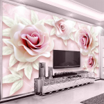 Seinatapeet 3D reljeefne roosa roosi&otilde;ie fototapeet Kodukaunistus Elutoa Diivan TV Taustatapeet 200 cm(W) x 140 cm(H)