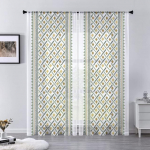 Boheemlaslik geomeetriline muster L&auml;bipaistev Voile kardin Eksootilised jooned Tr&uuml;kiakna t&uuml;llkardinad elutoa magamistoa akende kaunistamiseks 1 PCS W100XH250cm