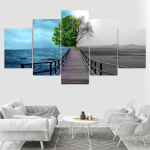 5 paneeli Maastik Maa aastaaeg Ilm Puu K&otilde;rb Meri L&otilde;uend Maalimine Plakatid ja v&auml;ljatr&uuml;kid Seinakunstipildid Kodukaunistus Ilma raamita 40x60cm*2 40x80cm*2 40x100cm*1