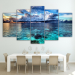L&otilde;uend HD kaasaegne seinakunst Kodukaunistus elutuba 5 paneeli merelaine maastik Prindimaal Modulaarsed pildid Plakati raam 20x35cm*2 20x45cm*2 20x55cm*1