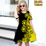 T&uuml;drukutele lillelised roosad &otilde;mblustega kleidid Lastele T&uuml;drukutele &Otilde;lavaba kleit Printsessikleit L&uuml;hikeste varrukatega kleit &uuml;le 4-aastastele t&uuml;drukutele 180 must