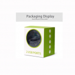 Automaatne pistikupesa s&uuml;&uuml;taja jaotur, autolaadija 2USB QC 3.1 ja 2 pistikupesa tassi kujuga automaatne pistikupesa tulemasina adapter koos LED-pingeekraaniga kahe sisse/v&auml;lja l&uuml;litiga 7x6.1x8.2cm must