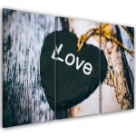 Kolmeosalise pildiga l&otilde;uendiprint Heart Wood Love Shabby 60x40 must