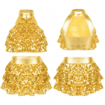 Lastele, t&uuml;drukutele, varrukateta v&auml;ljal&otilde;ige, seljata litrid, dž&auml;ss-ladina tantsukleit, p&auml;itsetega ja seelikuga tantsuriietus 3-4 Years kuld