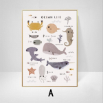 Loominguline armas multikas Loomaplakat Graafika P&otilde;hjamaade seinakunst, l&otilde;uendimaaling Lastetoa seinamaaling Ruumi kaunistuspildid 21X30cm No Frame