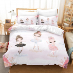 3D balleti t&uuml;druku voodipesukomplekt Cartoon Girl tantsutekk ja padjap&uuml;&uuml;r 2/3 tk AU140 * 210 &uuml;he-/kahe voodiga p&uuml;hadekingitus t&uuml;drukutele Pehme kodutekstiil EU Single 135x200cm