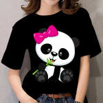 Uued Kawaii naiste T-s&auml;rgid 3D Panda Print L&uuml;hikeste Varrukatega Top Suvine vabaaja Must T-s&auml;rk Oversized Naiste Tee Streetwear 6XL XS