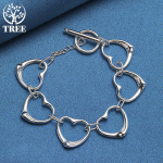 925 Sterling Silver Six Heart Chain K&auml;ev&otilde;ru Ehted 20cm