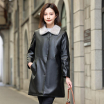 Nahast naiste paksendatud uus naiste talvemantel, ema keskmise pikkusega naisteriided 5XL