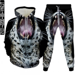 Kevad-s&uuml;gis meeste 3D Prinditud Loom Leopard 2tk Naiste spordidress, Plus S-6XL riided kapuuts ja p&uuml;ksid Sportweat komplekt 6XL
