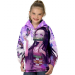 Laste t&uuml;drukute kapuuts Deemon Slayer pikkade varrukatega 3D-print Anime tasku Roheline lilla roosa laste topid S&uuml;giskevadel Moodsad t&auml;navar&otilde;ivad 130