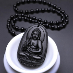 Must Obsidiaani Buddha ripats Kaelakee Naistele Meeste Festival Kingitused Ehted