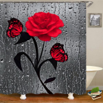 Lilled roosiprint 3D du&scaron;ikardin veekindel pol&uuml;ester Vannitoa kardin libisemisvastane vannimatt WC vaibad vaipvanni sisekujundus Only Curtain 120x180cm punane