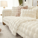 Rabbit Plush Pehme Mugav Diivanipadi Talvine Paks Pl&uuml;&uuml;sipadi Libisemisvastane Nahast Diivani Katte Riidest r&auml;tik 110*240 beež