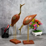 Good Luck Swan Home Decor Showpiece, iidolid, kujuke kodukontori sisekujunduseks, Love Bird Saras puidust ja messingist 2-osaline komplekt