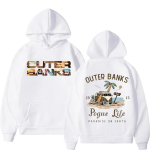 Pogue Life Paradise on Earth Print Pusad Unisex Mood vabaaja fliisist pusad Ameerika telesari Outer Banks 3 OBX Hoodie Unisex 4XL white