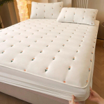 Paks pehme madratsikaitse funda de colch&oacute;n valge voodiga voodilinad, tikitud madratsi kate(Padjap&uuml;&uuml;r vajab tellimist) 90x190x30cm
