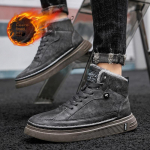 Talvise fliisvoodriga polsterdatud soojalt hoidvad k&otilde;rged vabaaja puuvillased kingad Meeste libisemiskindlad vintage nahast saapad 39 must