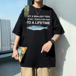 Naljakas osta Unisex S&ouml;&ouml; kala He Day Teach Fish Unisex To A Lifetime Meme Print T-s&auml;rk Unisex Fashion Tees Unisex Oversized puuvillane T-s&auml;rk L