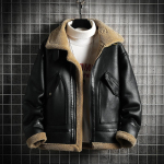 Meeste talvekarusnahk integreeritud soe mood vabaaja meeste t&ouml;&ouml;riided puuvillane jope mantel M must