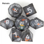 7 tk must kala kuldne number terava servaga vaigust t&auml;ringud mitmetahulised t&auml;ringud, mis sobivad rollim&auml;nguks RPG lauam&auml;nguks must