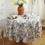 Sinine lilleline laudlina lauale Tapete &uuml;mmargune laudlina puuvillane ja linane pulmakaunistus Uus lauakate Nappe De Table 90x90cm valge