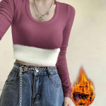 Must U-kaelusega kudum Palus, soe naiste &otilde;huke &uuml;laosa &uuml;hev&auml;rviline pikkade varrukatega T-s&auml;rk Uus moodne s&auml;rk S&uuml;gistalvine Pull Jumper S 35-40kg must