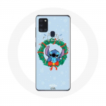 &Uuml;mbris Samsung Galaxy A21s Stitch Snow jaoks Merry Christmas Blue